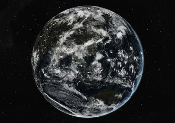Globo centrado en Asia y Oceanía, imagen satelital en color verdadero